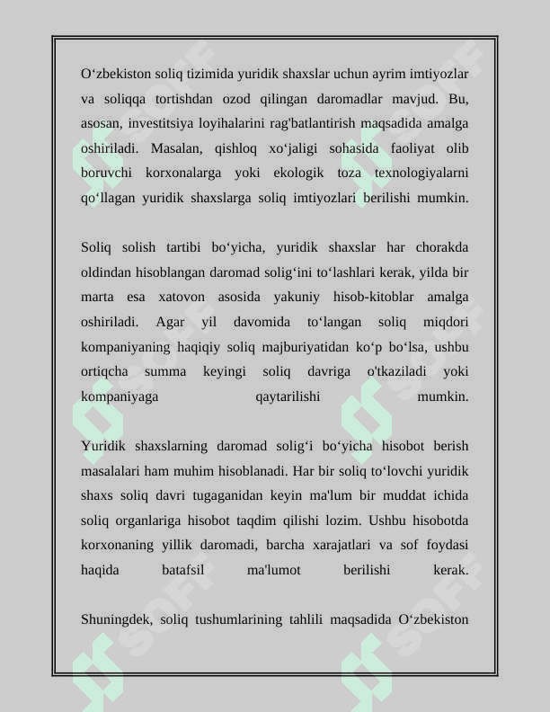 YURIDIK SHAHSLARDAN UNDIRILADGIGAN SOLIQLAR VA YIG'IMLAR TARKIBI 4