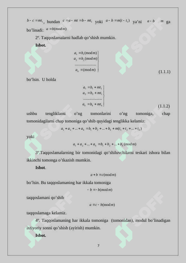 taqqoslamalar. (2) 7