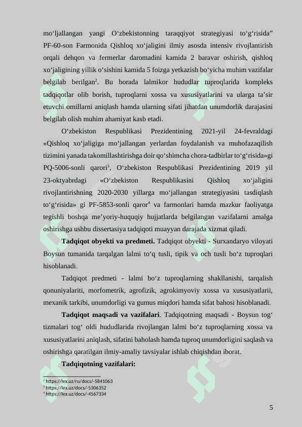 LALMI TUPROQLAR SIFAT BAHOSINI TADQIQ QILISH  (BOYSUN TUMANI BO‘Z TUPROQLARI MISOLIDA) 5