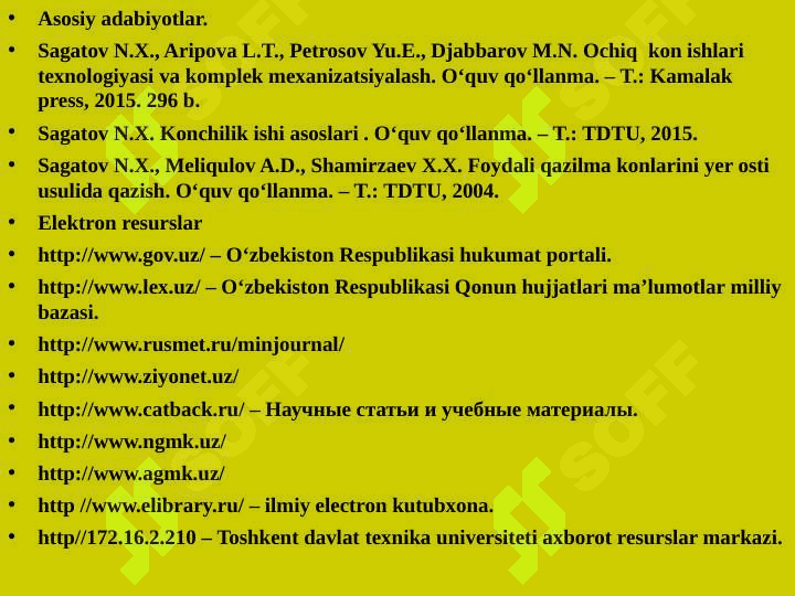Qoplama jinslarni bir cho’michli ekskovatorlar bilan qazishdan bo’shagan maydonda joylashtirish ishlari texnologiyasi 2