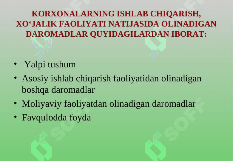 KORXONANING DAROMADI VA FOYDASI 4