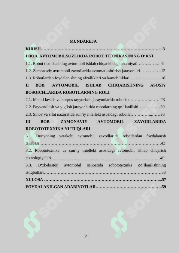 Avtomobilsozlikda robotlarning qo’llanilishi 2