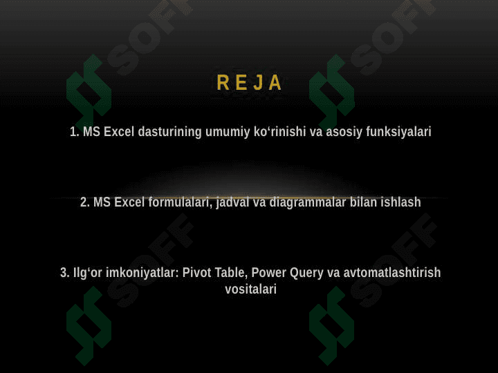 MS Excel dasturi protsessori imkoniyatlari 2