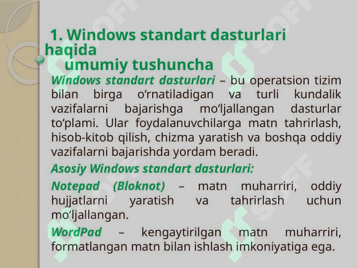 Windowsning standart                     dasturlari 3