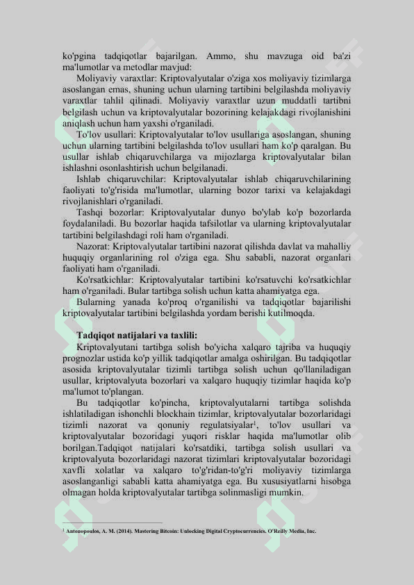 Kriptovalyutani tartibga solish: xalqaro tajriba va huquqiy prognoz/Cryptocurrency Regulation: International Experience and Legal Outlook/Криптовалютное регулирование: международный опыт и юридические перспективы 4