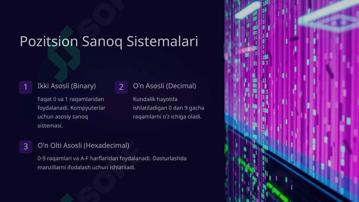 Sanoq Sistemalar va Ular Ustida Amallar 3