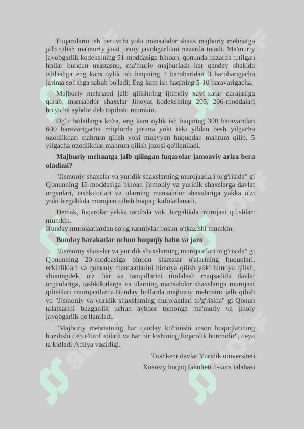 Majburiy mehnat nima va  unga  qarshi qanday kurashmoqdamiz? 2