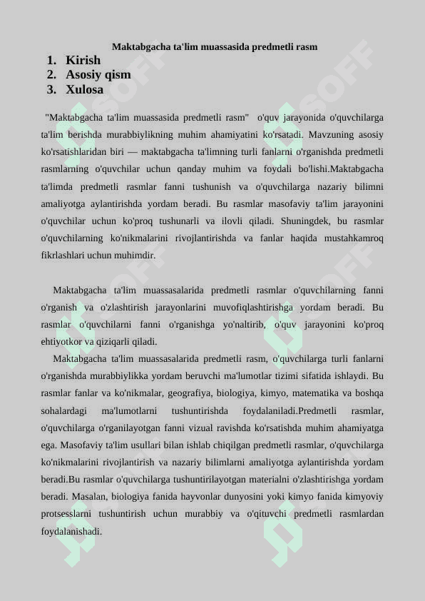 Maktabgacha ta'lim muassasida predmetli rasm? 2