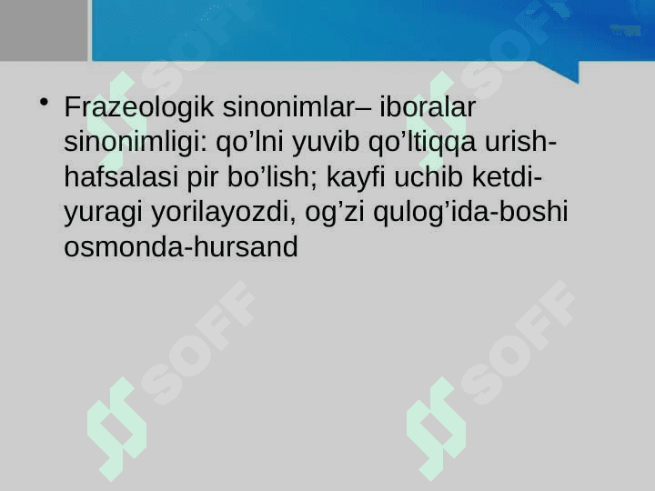 Maʼnodosh soʻzlar- sinonimlar 8