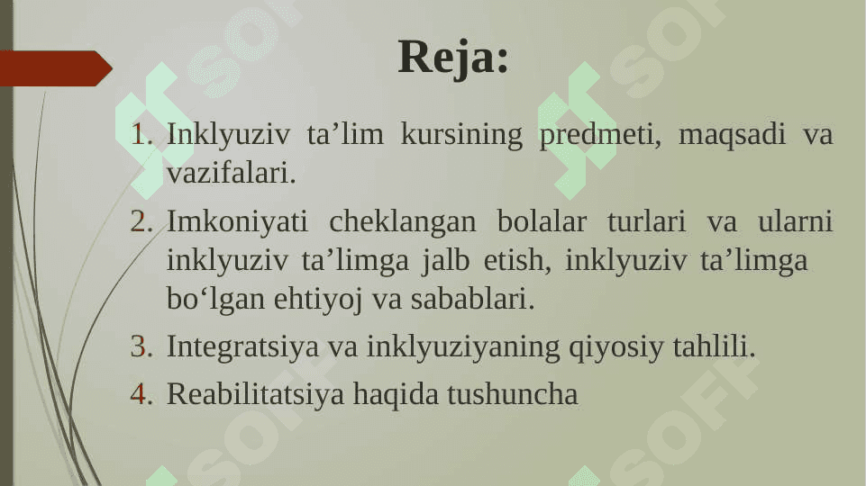 Inklyuziv ta’lim kursining predmeti, maqsadi va vazifalari. 2