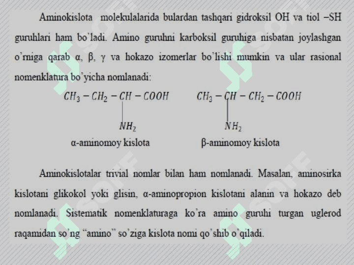 AMINOKISLOTALAR. OQSILLAR. 3