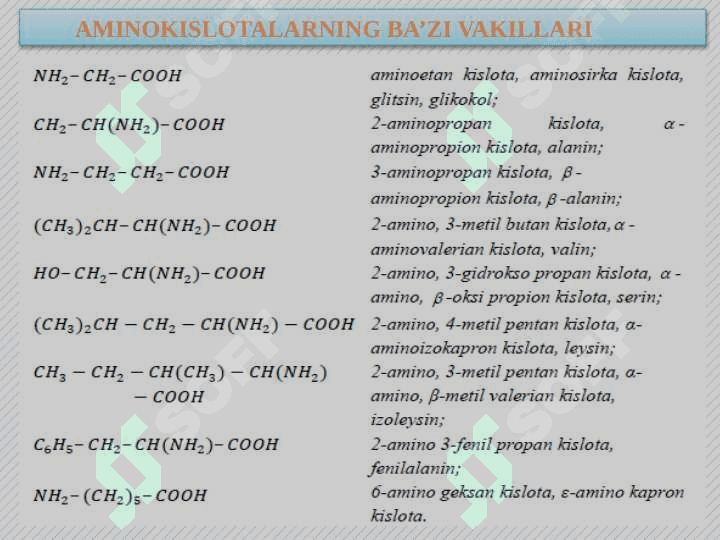 AMINOKISLOTALAR. OQSILLAR. 4
