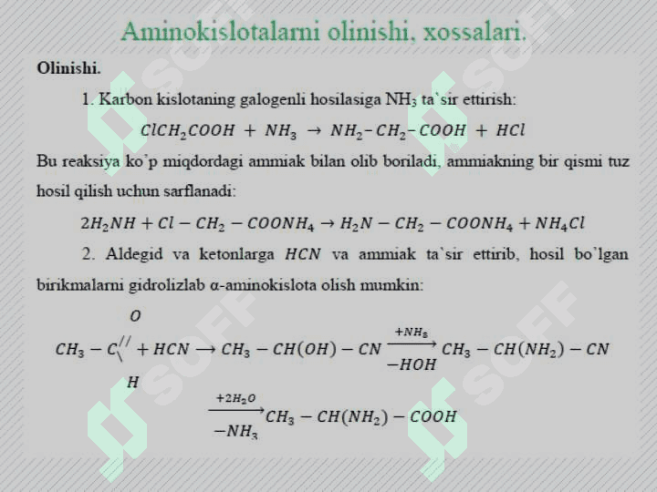 AMINOKISLOTALAR. OQSILLAR. 5