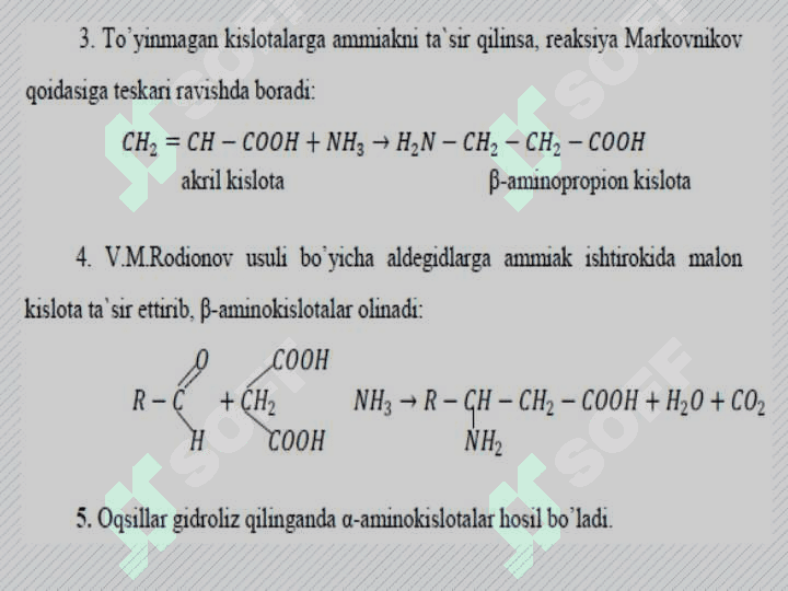 AMINOKISLOTALAR. OQSILLAR. 6