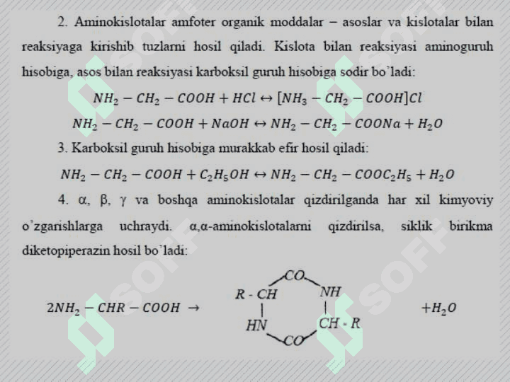 AMINOKISLOTALAR. OQSILLAR. 8