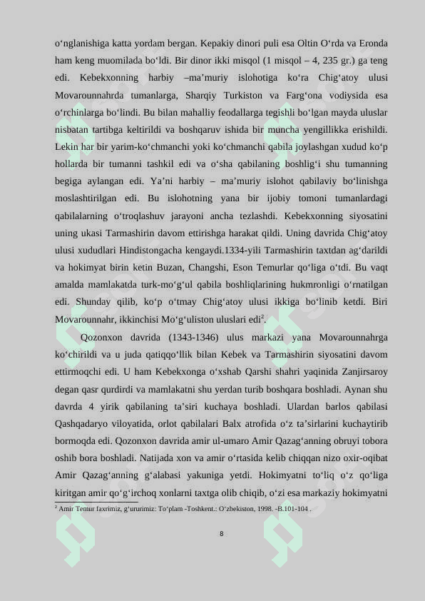 Amir Temur davlatning tashkil topishi 8