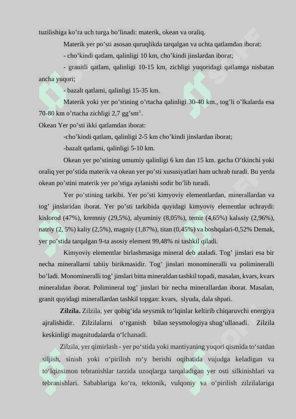 YERNING GEOGRAFIK QOBIQLARI. LITOSFERA. GIDROSFERA 4