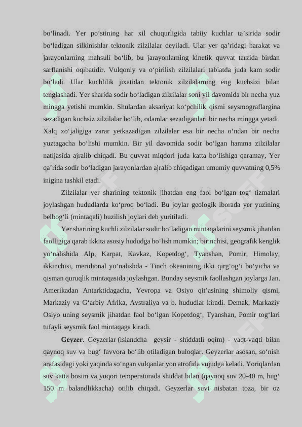 YERNING GEOGRAFIK QOBIQLARI. LITOSFERA. GIDROSFERA 5