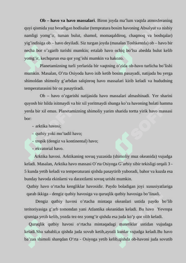 YERNING GEOGRAFIK QOBIQLARI. ATMOSFERA. BIOSFERA 4