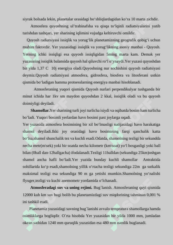 YERNING GEOGRAFIK QOBIQLARI. ATMOSFERA. BIOSFERA 7