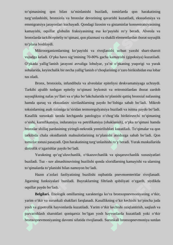 Bronxopnevmoniya bilan kasallangan yosh hayvonni qabul qilish va davolash tartibini belgilash 2