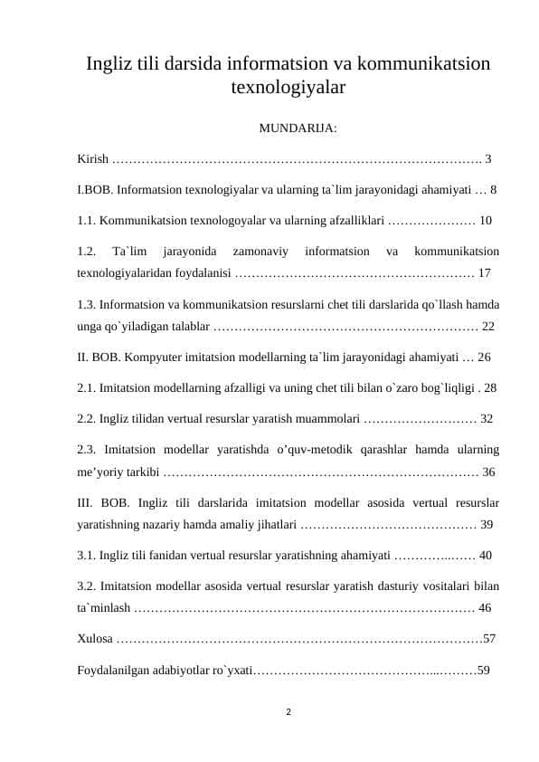 Ingliz tili darsida informatsion va kommunikatsion texnologiyalar