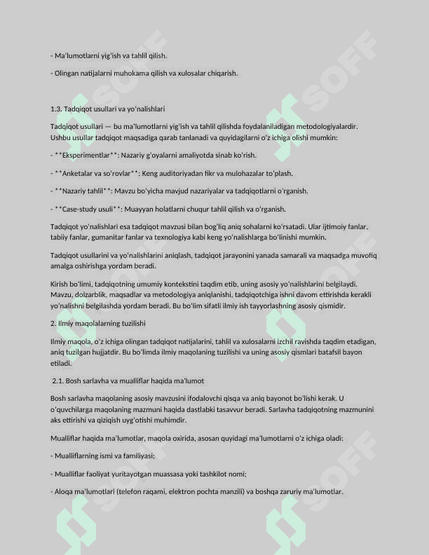 Ilmiy maqola va tezislarni yozish talablari. Tadqiqot natijalarini rasmiylashtirish. 3