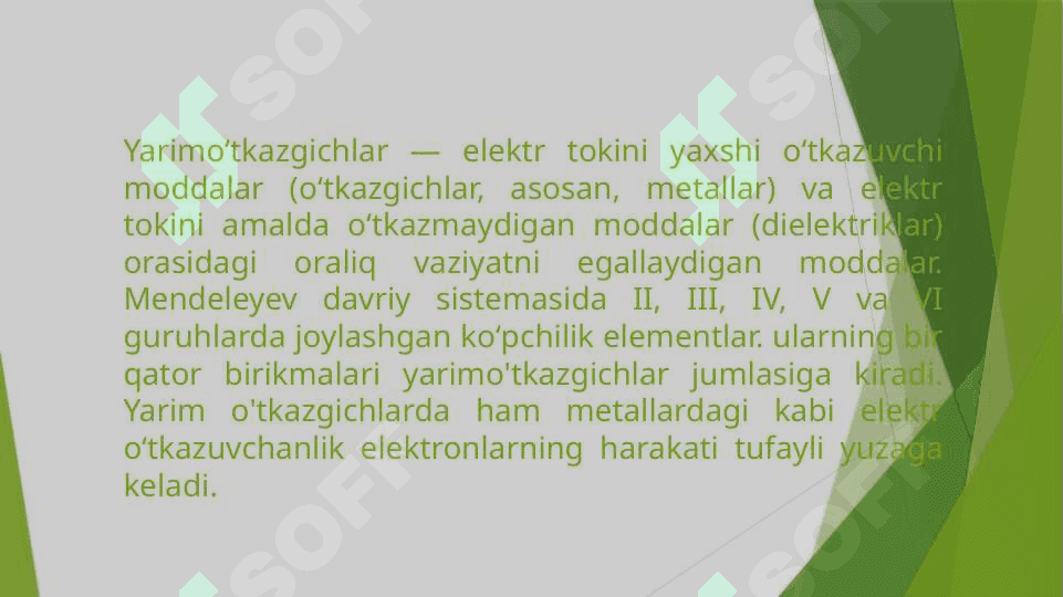 Yarim o’tkazgichlarning elektr o’tkazuvchanligi va Fermi sathi 2