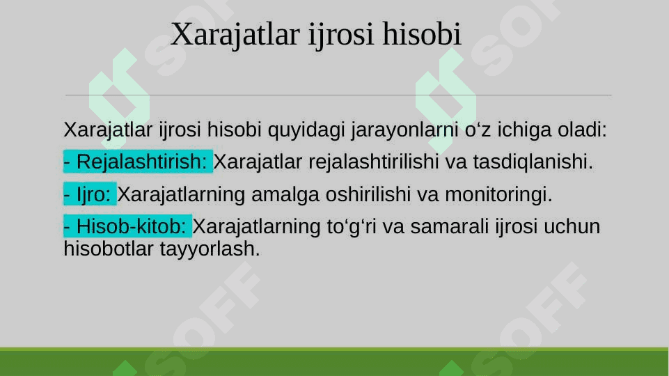 Davlat budjeti va davlat maqsadli jamgʻarmalari budjetlari xarajatlari qismining ijrosi hisobi. 8