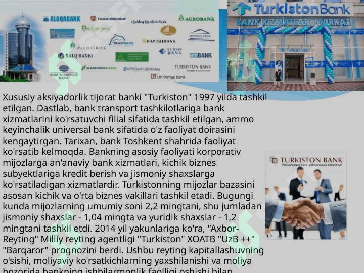 O'zbekiston banklari "Turkiston« XK 2