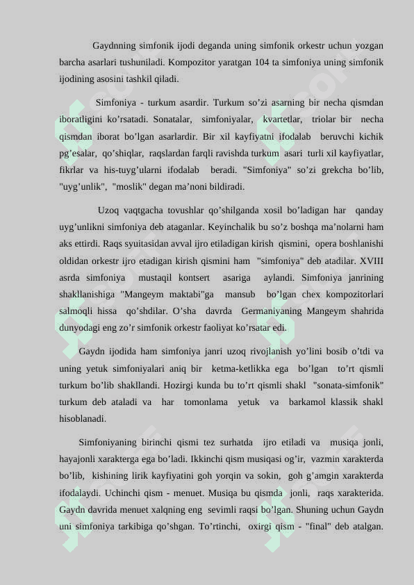 Y. Gaydn. Simfoniya janrining shakillanishi. 7