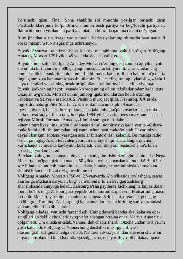 V.A.Motsartning hajviy operalari. 5