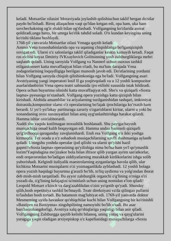 V.A.Motsartning hajviy operalari. 8