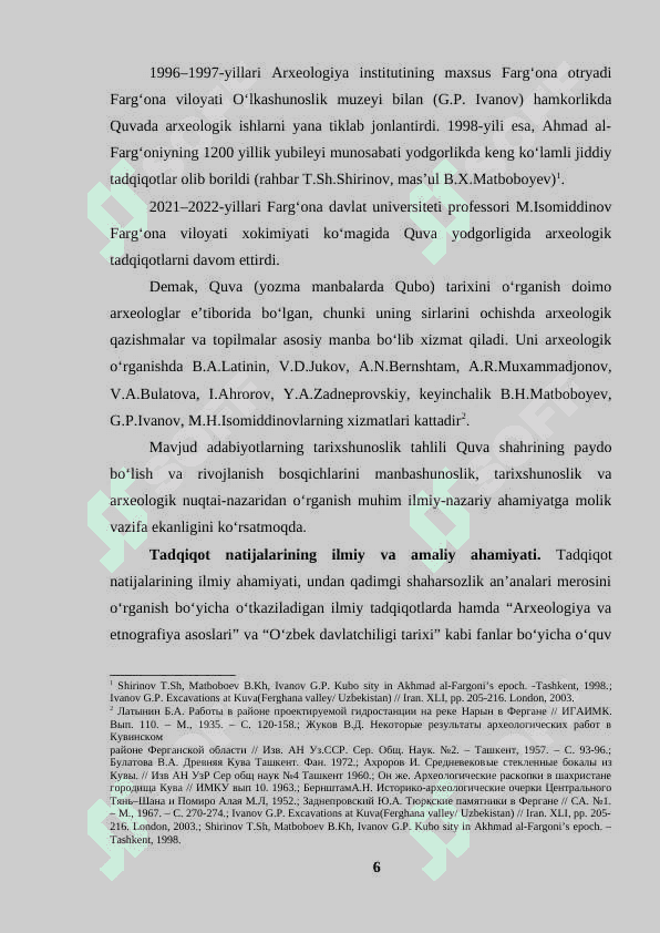 Quva shahristoni arxeologik tadqiqotlari, topilmalar va davriy tahlil 6