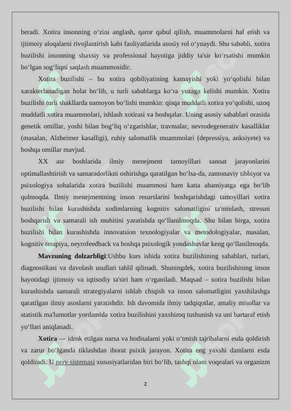 Xotira buzilishi 2