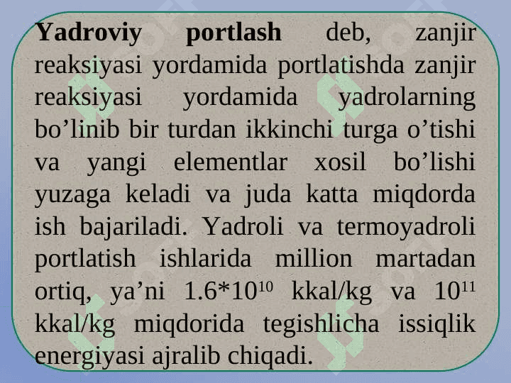 Portlash va portlovchi moddalar nazariyasi 6