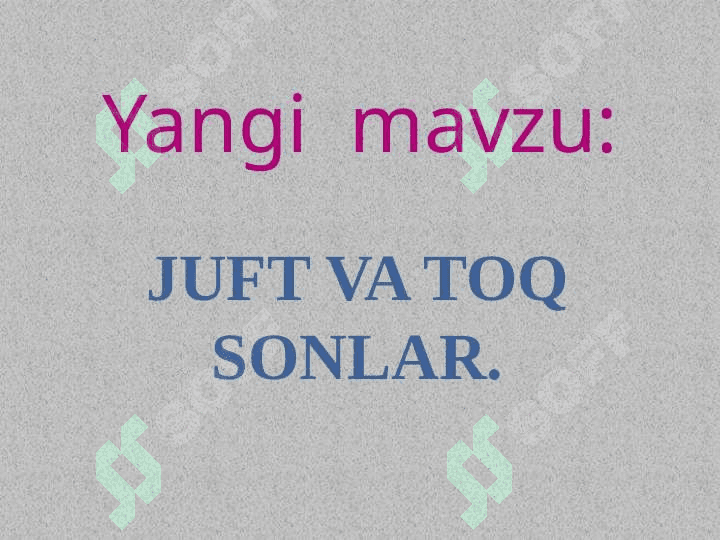 Juft va toq sonlar 7
