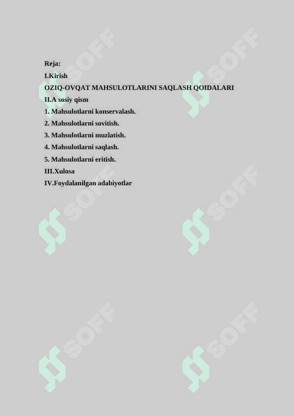 OZIQ-OVQAT MAHSULOTLARINI SAQLASH QOIDALARI 2