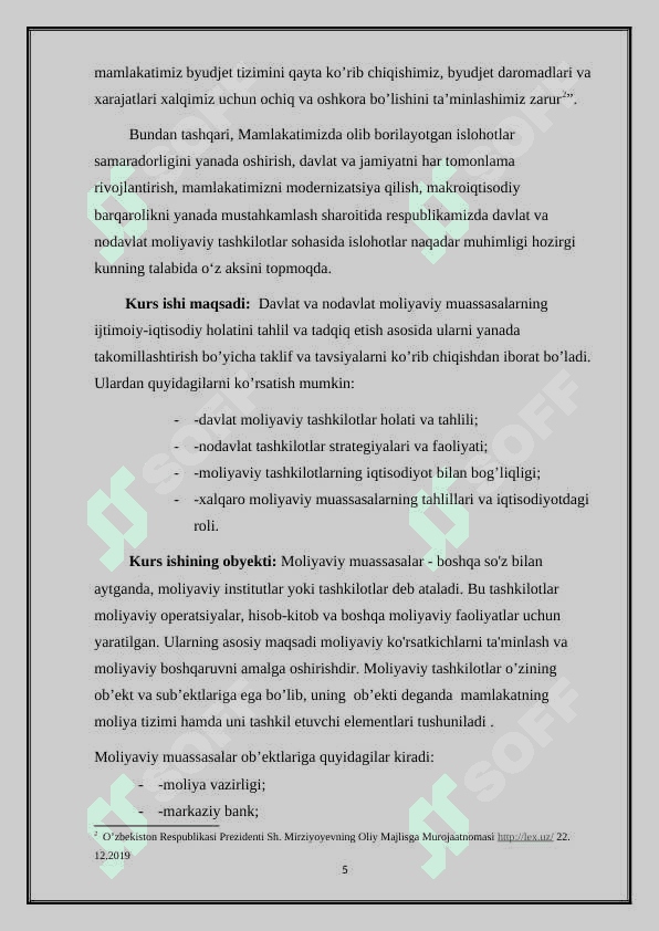 Davlat moliyaviy infratuzilmasining asosiy elementlari 5