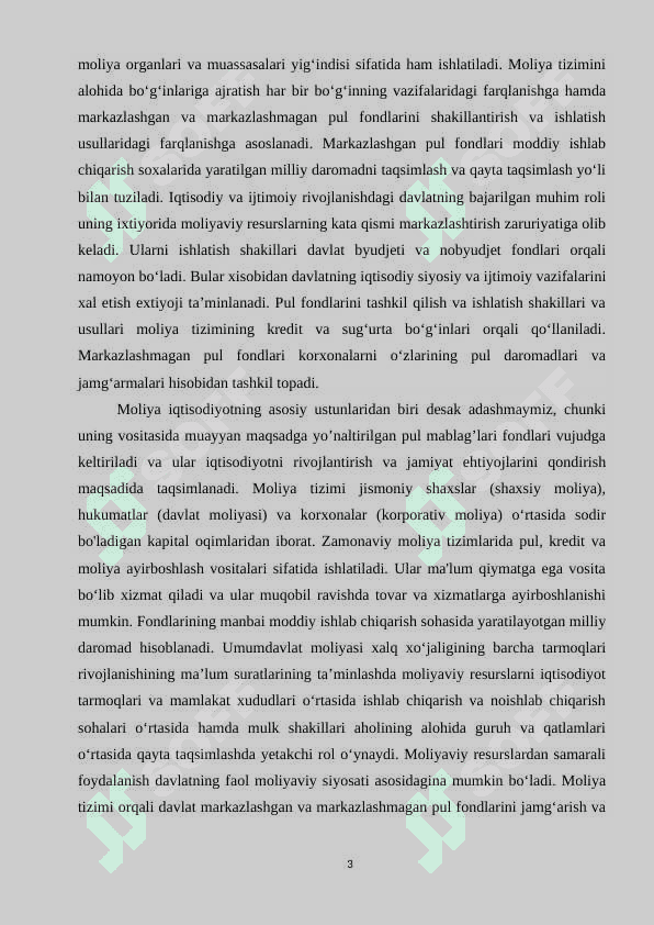 Moliya tizimining moxiyati, uning soxalari va bog‘inlari 3