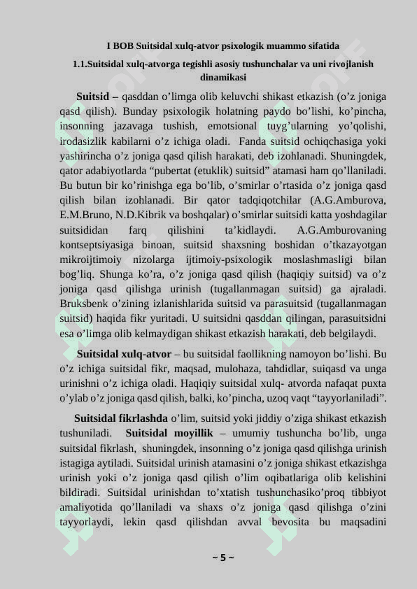 Suitsidal xulq-atvorli mijozlar bilan ishlash texnikasi 5