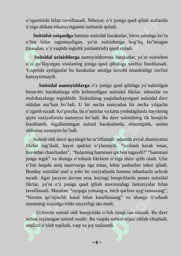 Suitsidal xulq-atvorli mijozlar bilan ishlash texnikasi 6