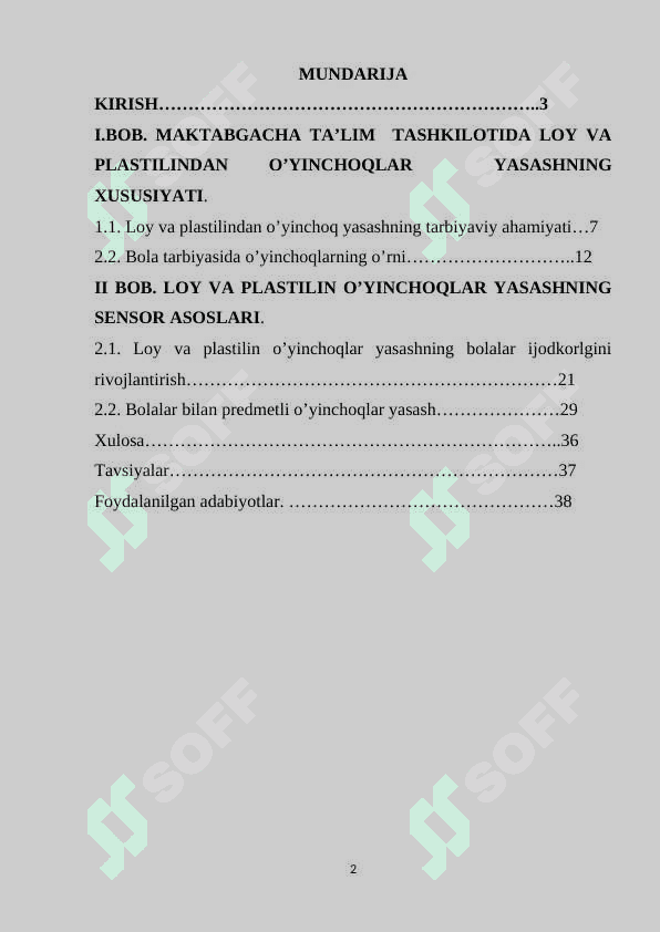 BOLALARGA LOY VA PLASTILINDAN O’YINCHOQ  YASASH ORQALI SENSOR TARBIYA BERISH USULLARI 2