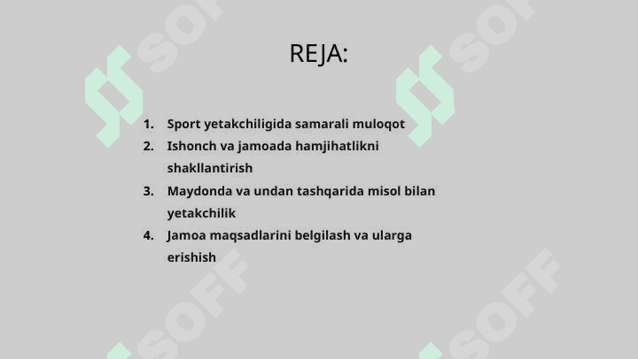 Sport jamoasidagi yetakchilik 2