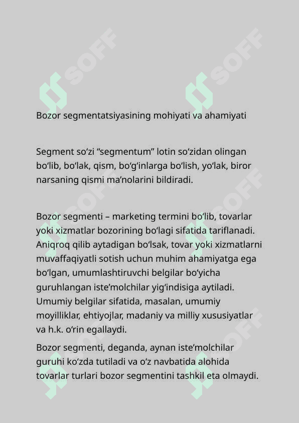 Bozor segmentatsiyasi 2