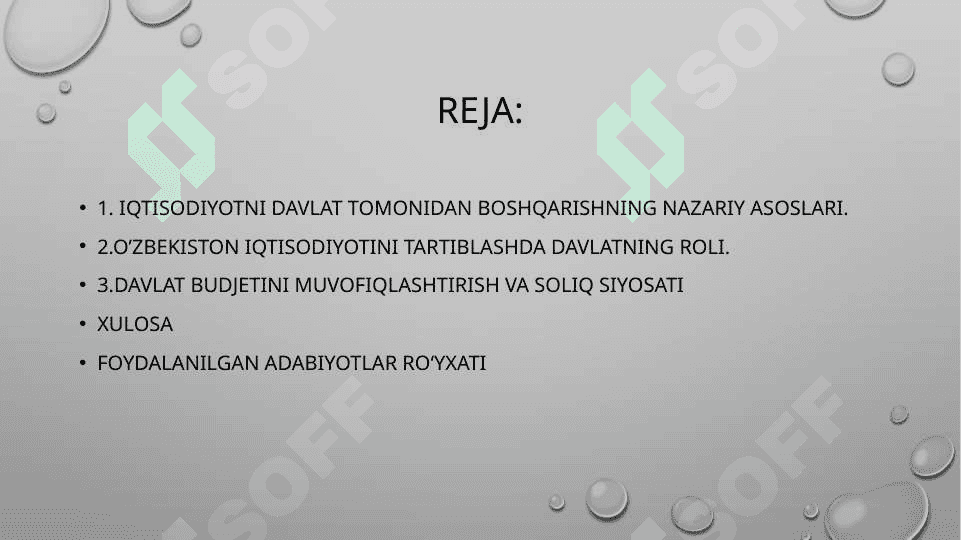Davlatning iqtisodiyotga aralashuvi. 2