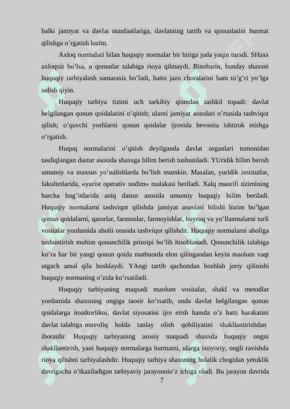 Huquqiy tarbiyalashda yosh va jins xususiyatlarining oʻrni 7