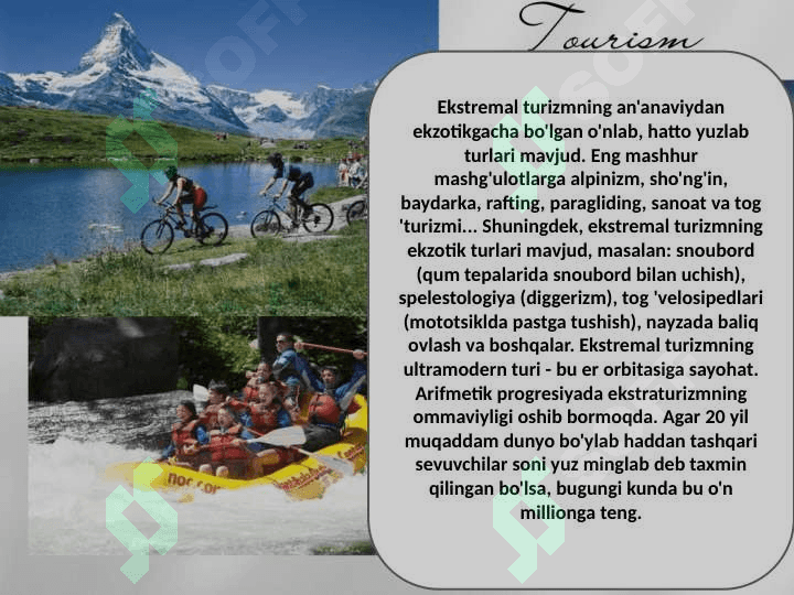 Mavzu: Ekstremal turizm turlari 2