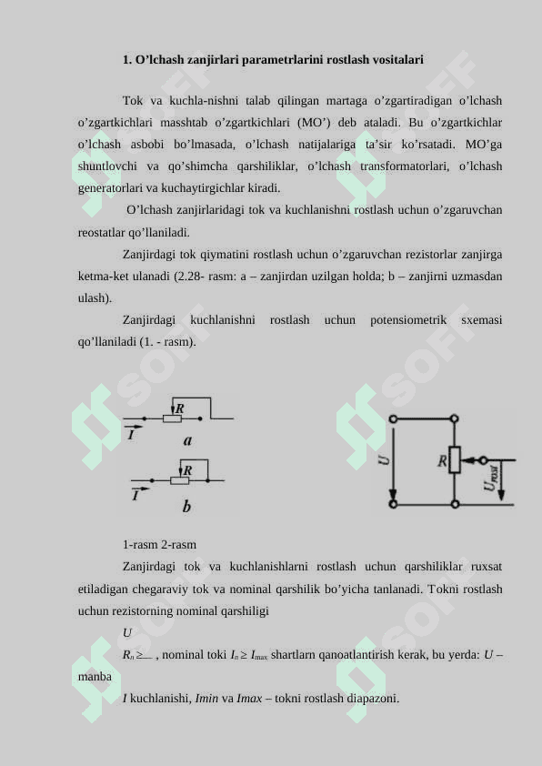 Elektr o’lchash o’zgartkichlari 2