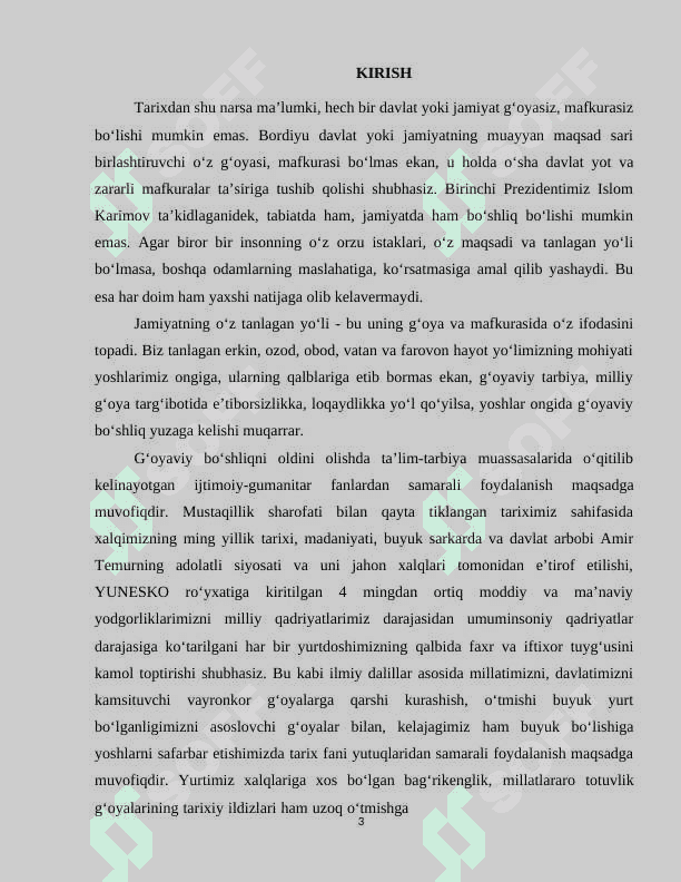 Milliy g`oya va ma`naviyatga oid fanlarni o`qitishda ijtimoiy fanlardagi so`nggi yangiliklar va yutuqlardan foydalanish. 3